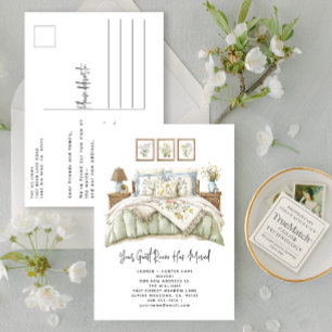 Cartão Postal De Anúncio Rustic Nós Mudamos A Elegante Aquarela Botânica