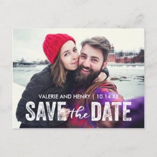 Cartão Postal De Anúncio Rustic Save The Date Cheio Bleed Photo