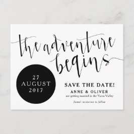 Cartão Postal De Anúncio Rustic Save the Date Postcard Adventure Black