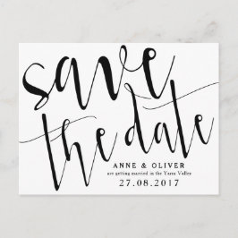 Cartão Postal De Anúncio Rustic Save the Date Postcard Black