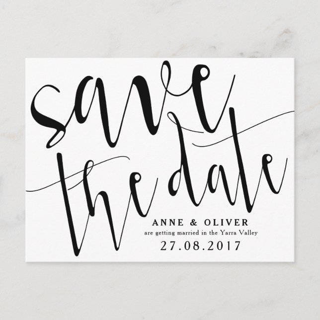 Cartão Postal De Anúncio Rustic Save the Date Postcard Black (Frente)