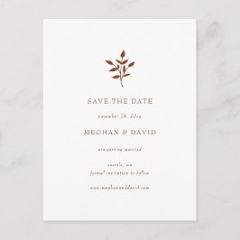 Cartão Postal De Anúncio Rustic Terracotta Simple Botanic Salvar A Data