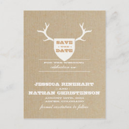 Cartão Postal De Anúncio Rustic Trophy White Salve a Data