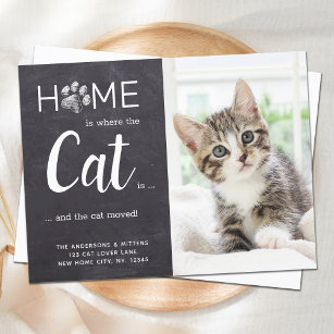Cartão Postal De Anúncio Rustic Weve Moveu Novo Gato de Foto Pet de Endereç