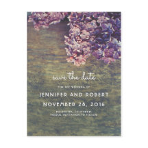 Rústica Madeira e Lilases Roxos Floral Salvar a Da