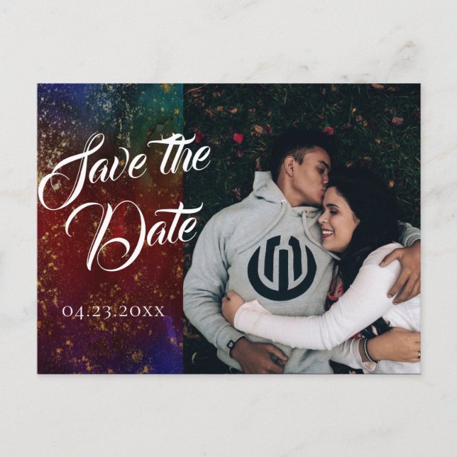 Cartão Postal De Anúncio Sabores Vibrantes | Data de Casamento da Fotografi (Frente)