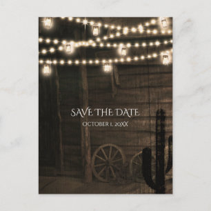 Cartão Postal De Anúncio Salão Western Antigo Casamento Rústico Save The Da