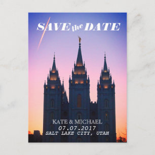 Cartão Postal De Anúncio Salt Lake City, Utah Temple Wedding Salvar Data