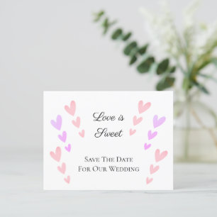 Cartão Postal De Anúncio Salvamento de Casamento Doce Amor Coração Rosa Per