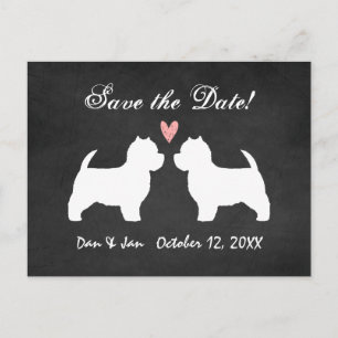 Cartão Postal De Anúncio Salvando a Data do Casamento dos Westies