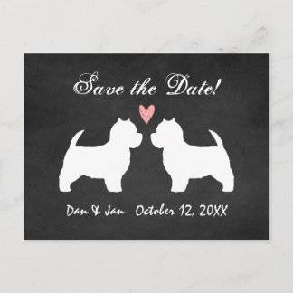 Cartão Postal De Anúncio Salvando a Data do Casamento dos Westies