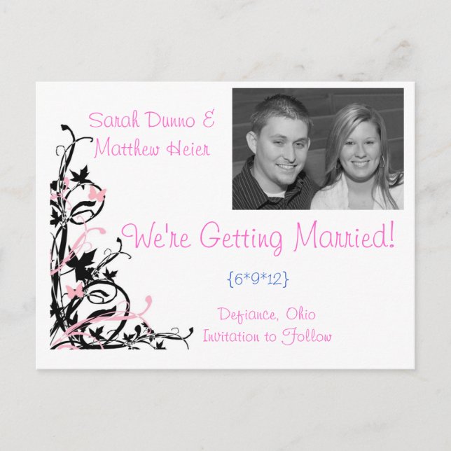 Cartão Postal De Anúncio Salvar a data (Frente)