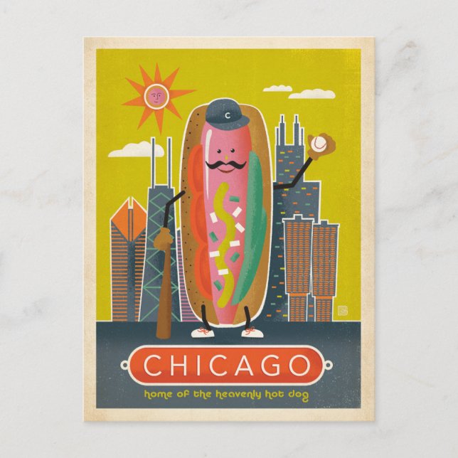 Cartão Postal De Anúncio Salvar a data | Chicago, IL - Cão Quente (Frente)