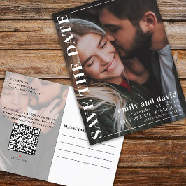 Cartão Postal De Anúncio Salvar a data Código QR de Foto Moderno Minimalist
