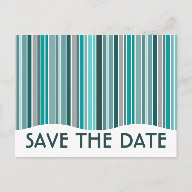 Cartão Postal De Anúncio salvar a data : cortina riscada : (Frente)