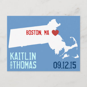 Cartão Postal De Anúncio Salvar a data - customizável - Massachusetts