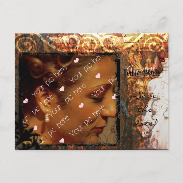 Cartão Postal De Anúncio Salvar a Data da Antítica de Bronze II (Frente)