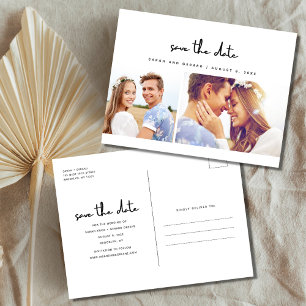 Cartão Postal De Anúncio Salvar a Data de Casamento com Foto Moderna Simple