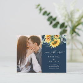 Cartão Postal De Anúncio Salvar a Data de Casamento Rústico de Girassol Euc
