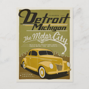 Cartão Postal De Anúncio Salvar a data   Detroit, MI