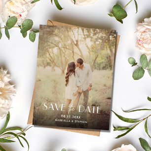 Cartão Postal De Anúncio Salvar a data do casamento com foto moderna
