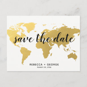 Cartão Postal De Anúncio salvar a data do casamento de destino do mapa do m