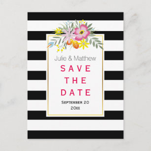 Cartão Postal De Anúncio Salvar a data do casamento de flores cor-de-rosa &