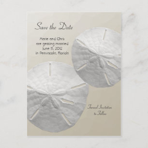 Cartão Postal De Anúncio Salvar a data do casamento tema praia com Dólar de