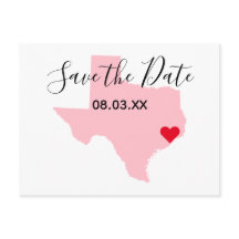 Salvar a data do coração vermelho do Texas rosa