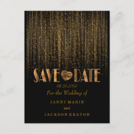 Cartão Postal De Anúncio Salvar a data em um Chá e preto