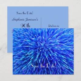 Cartão Postal De Anúncio Salvar a Data Festa de 90 Anos, Azul Abstrato