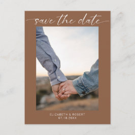 Cartão Postal De Anúncio Salvar a data Foto Boho Simples Moderno Script 
