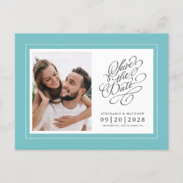 Cartão Postal De Anúncio Salvar a Data Foto Casamento Água Elegante Chique