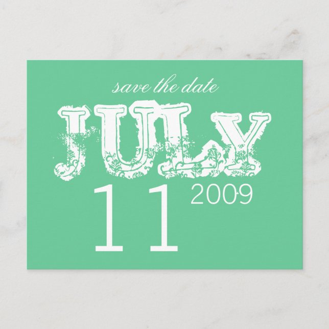 Cartão Postal De Anúncio Salvar a data - julho - Personalizado (Frente)
