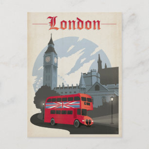 Cartão Postal De Anúncio Salvar a data Londres - ônibus vermelho