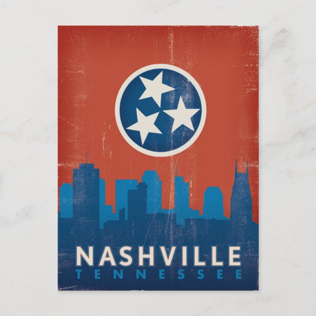 Cartão Postal De Anúncio Salvar a data | Nashville, TN - Bandeira do Estado (Frente)