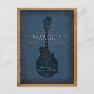 Cartão Postal De Anúncio Salvar a data Nashville, TN - bandolim azul