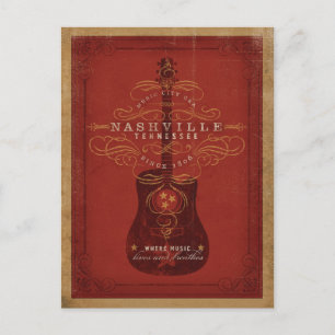 Cartão Postal De Anúncio Salvar a data Nashville, TN - guitarra vermelha
