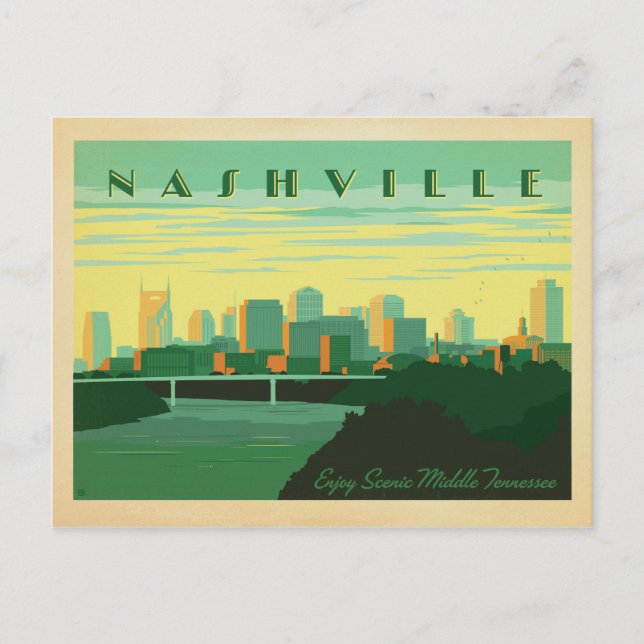 Cartão Postal De Anúncio Salvar a data | Nashville, TN - Skyline (Frente)