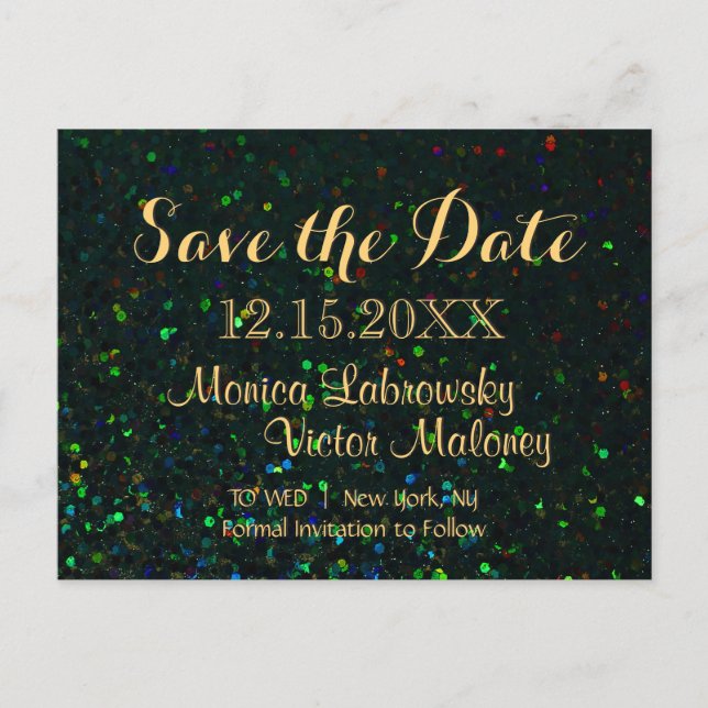 Cartão Postal De Anúncio Salvar a data | Noite de Brilho (Frente)