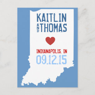 Cartão Postal De Anúncio Salvar a data - Personalizável - Indiana