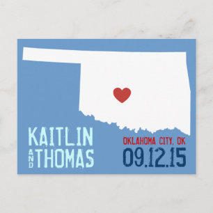 Cartão Postal De Anúncio Salvar a Data - Personalizável - Oklahoma