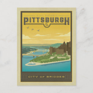 Cartão Postal De Anúncio Salvar a data   Pittsburgh, PA - Cidade das Pontes