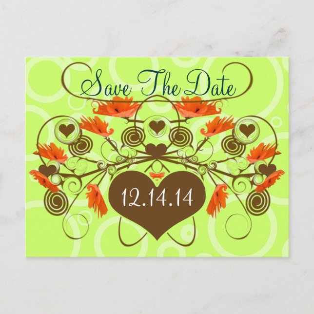 Cartão Postal De Anúncio Salvar a data - Poppies com uma borda (Frente)