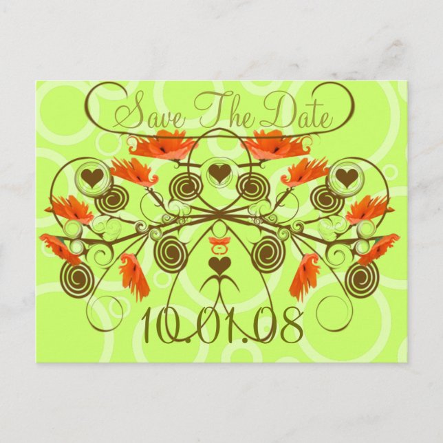 Cartão Postal De Anúncio Salvar a data - Poppies com uma borda (Frente)