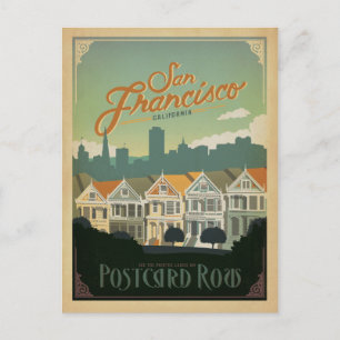 Cartão Postal De Anúncio Salvar a data   San Francisco, CA - fileira do