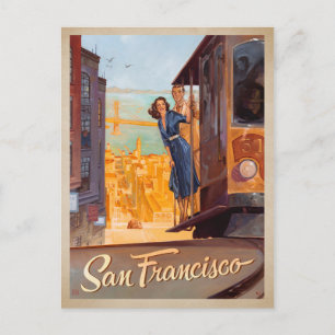 Cartão Postal De Anúncio Salvar a data   San Francisco, CA - trole