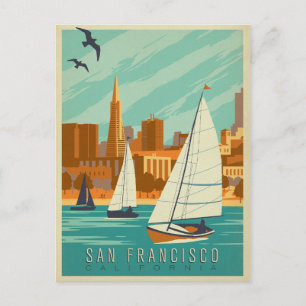 Cartão Postal De Anúncio Salvar a data   San Francisco, CA - veleiros