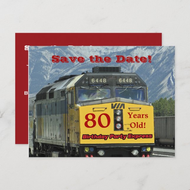Cartão Postal De Anúncio Salvar a Festa de aniversário de 80 de Data (Frente/Verso)