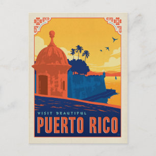 Cartão Postal De Anúncio Salvar a visita Puerto Rico bonito da data  